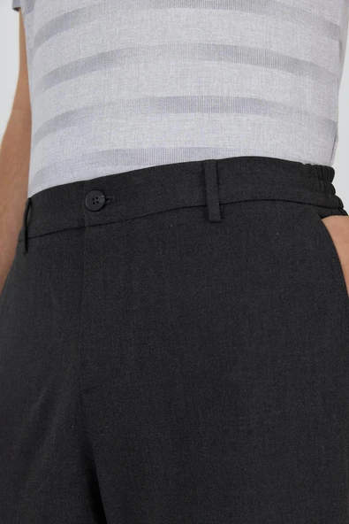 Koyu Antrasit Esnek Yandan Cepli Casual Standart Fit Jogger Pantolon 1003250119 - Resim 4