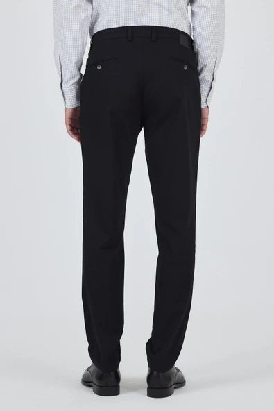 Siyah Gabardin Yan Cep Düz Paça Comfort Fit Pamuklu Casual Chino Pantolon 1003250121 - Resim 5