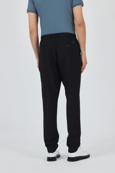 Siyah Esnek Yandan Cepli Casual Standart Fit Jogger Pantolon 1003250119 - Resim 5