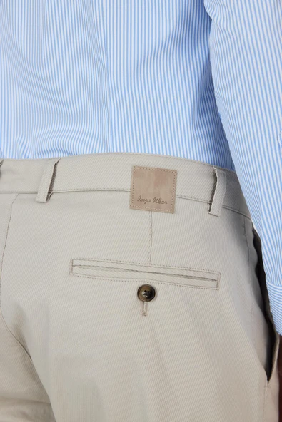 Taş Rengi Gabardin Yan Cep Düz Paça Comfort Fit Pamuklu Casual Chino Pantolon 1003250121 - Resim 5