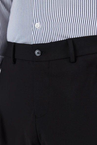 Siyah Esnek Yandan Cepli Casual Slim Fit Jogger Pantolon 1003250162 - Resim 4