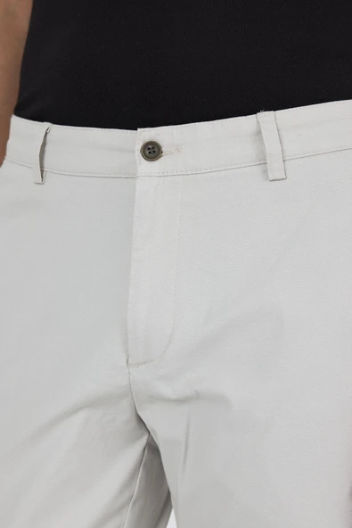 Gri Armürlü Yan Cep Düz Paça Slim Fit Pamuklu Casual Chino Pantolon 1003250120 - Resim 3
