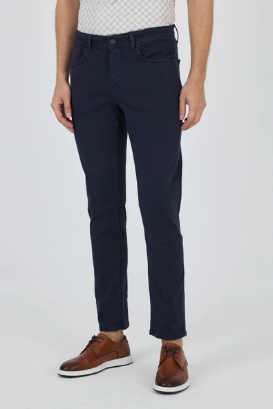 Koyu Lacivert Pamuklu 5 Cep Casual Slim Fit 5 Cep Pantolon 1003250318 - 2