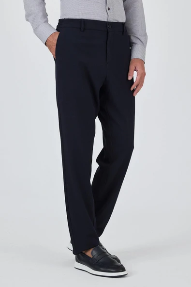 Koyu Lacivert Esnek Yandan Cepli Casual Standart Fit Jogger Pantolon 1003250119 - Resim 3