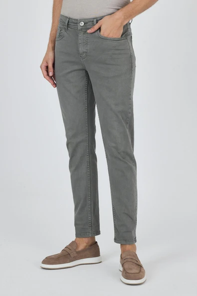 Su Yeşili Pamuklu 5 Cep Casual Slim Fit 5 Cep Pantolon 1003250318 - Resim 3
