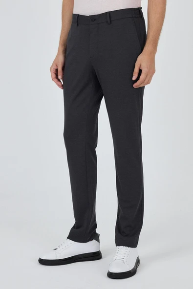 Koyu Antrasit Esnek Yandan Cepli Casual Slim Fit Jogger Pantolon 1003250156 - Resim 3