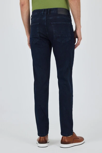 Koyu Lacivert Gabardin 5 Cep Düz Paça Casual Slim Fit Pamuklu Denim Pantolon 1023250151 - 5