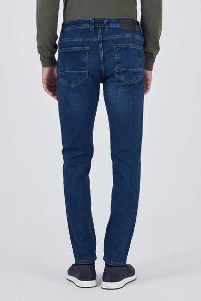 Lacivert Gabardin 5 Cep Düz Paça Casual Slim Fit Pamuklu Denim Pantolon 1023250150 - 5