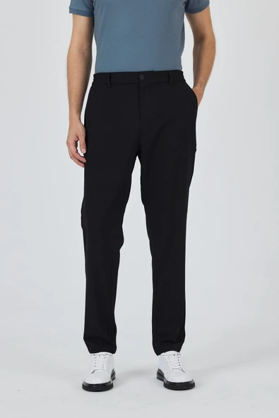 Siyah Esnek Yandan Cepli Casual Standart Fit Jogger Pantolon 1003250119 - Resim 2