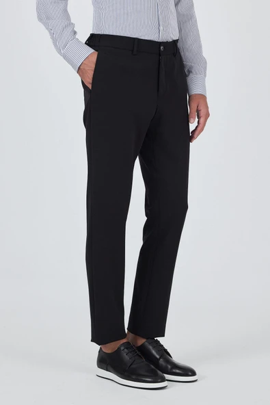 Siyah Esnek Yandan Cepli Casual Slim Fit Jogger Pantolon 1003250162 - Resim 3