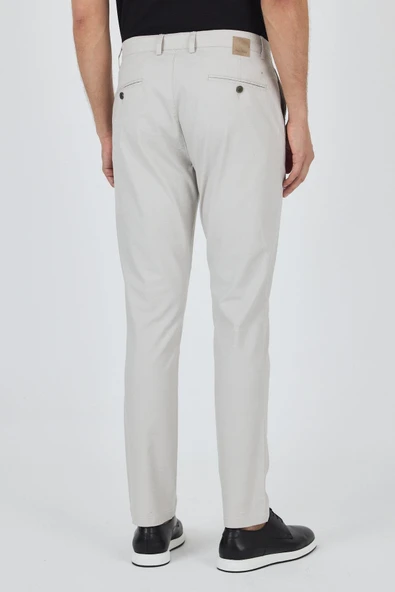 Gri Armürlü Yan Cep Düz Paça Slim Fit Pamuklu Casual Chino Pantolon 1003250120 - Resim 4