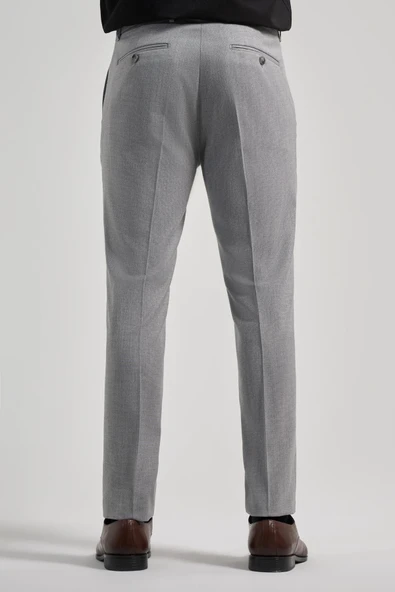 Gri Esnek Yandan Cepli Slim Fit Classic Pantolon 1003250160 - Resim 4