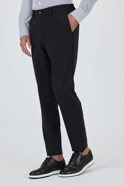 Siyah Esnek Yandan Cepli Casual Slim Fit Jogger Pantolon 1003250162 - Resim 2