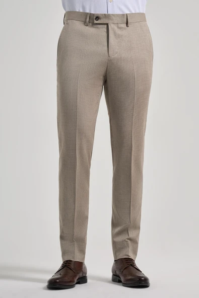 Bej Esnek Yandan Cepli Slim Fit Classic Pantolon 1003250160 ürün görseli