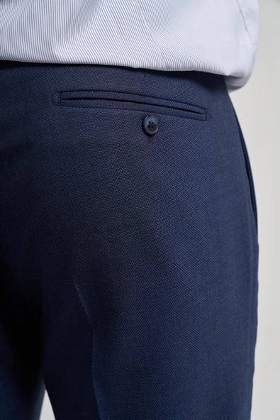 Lacivert Esnek Yandan Cepli Slim Fit Classic Pantolon 1003250160 - Resim 5