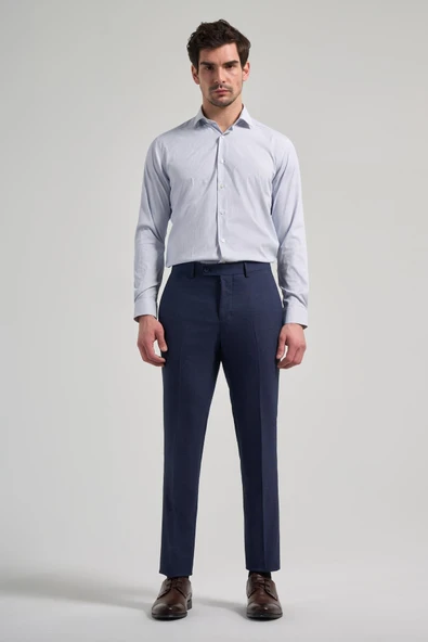 Lacivert Esnek Yandan Cepli Slim Fit Classic Pantolon 1003250160 - Resim 2