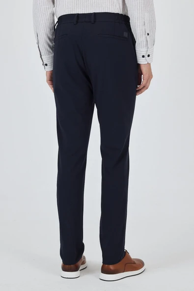 Koyu Lacivert Esnek Yandan Cepli Casual Slim Fit Jogger Pantolon 1003250162 - Resim 5
