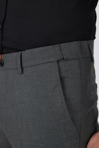 Siyah Filafil Yan Cep Açık Paça Slim Fit Ayarlanabilir Kemer Pantolon 1003250123 - Resim 4