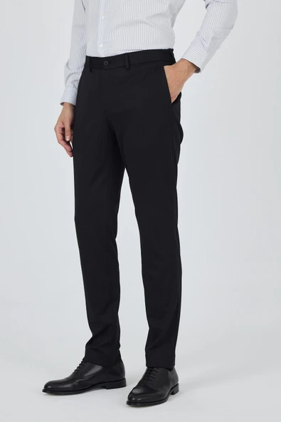 Siyah Esnek Yandan Cepli Casual Slim Fit Jogger Pantolon 1003250157 - Resim 3