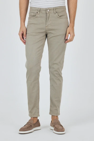Koyu Bej Pamuklu 5 Cep Casual Slim Fit 5 Cep Pantolon 1003250318 - 2