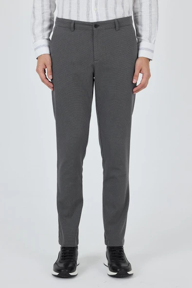 Füme Desenli Armürlü Yan Cep Düz Paça Comfort Fit Pamuklu Casual Chino Pantolon 1003250122
