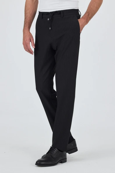 Siyah Esnek Yandan Cepli Casual Comfort Fit Jogger Pantolon 1003250117 - Resim 3