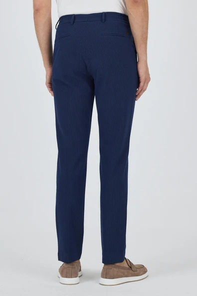 Koyu Lacivert Esnek Yandan Cepli Casual Comfort Fit Jogger Pantolon 1003250117 - Resim 6