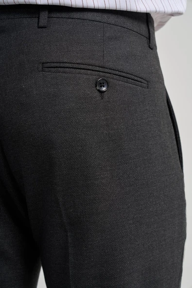 Siyah Esnek Yandan Cepli Slim Fit Classic Pantolon 1003250160 - Resim 5