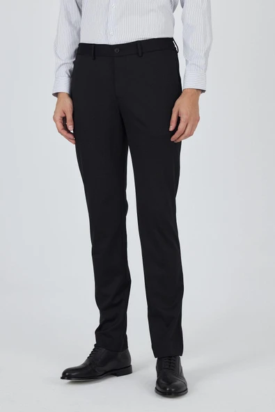 Siyah Esnek Yandan Cepli Casual Slim Fit Jogger Pantolon 1003250157 - Resim 2
