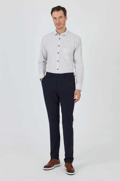 Koyu Lacivert Esnek Yandan Cepli Casual Slim Fit Jogger Pantolon 1003250162 - Resim 2