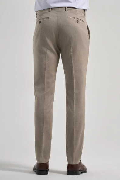 Bej Esnek Yandan Cepli Slim Fit Classic Pantolon 1003250160 - Resim 4