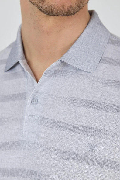 Kısa Kol Baskılı Pike Polo Yaka Cepsiz Slim Fit Tişört 1011250170 - Resim 4