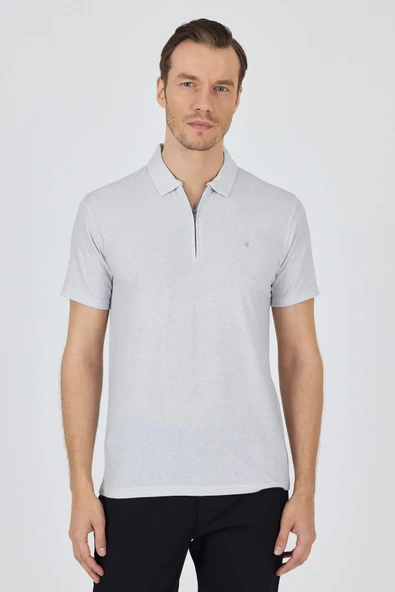 Gri Polo Yaka Kısa Kol Cepsiz Slim Fit Classic Tişört 1011250176