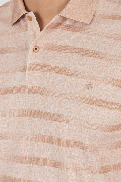 Kısa Kol Baskılı Pike Polo Yaka Cepsiz Slim Fit Tişört 1011250170 - Resim 4