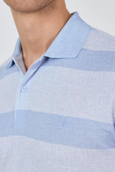 Kısa Kol Desenli Pike Polo Yaka Cepsiz Slim Fit Tişört 1011250128 - Resim 4