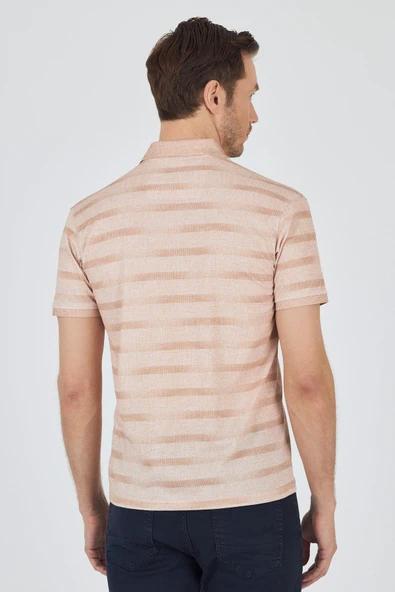 Kısa Kol Baskılı Pike Polo Yaka Cepsiz Slim Fit Tişört 1011250170 - Resim 5