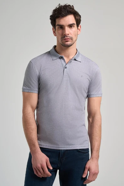 Füme Kısa Kol Baskılı Pike Polo Yaka Cepsiz esnek Casual Slim Fit Tişört 1011250151
