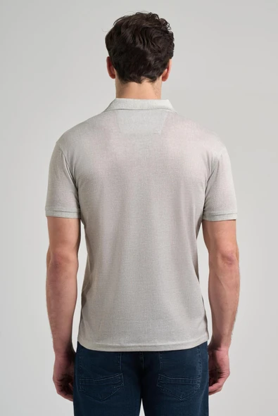 Açık Yeşil Kısa Kol Baskılı Pike Polo Yaka Cepsiz esnek Casual Slim Fit Tişört 1011250151 - Resim 5