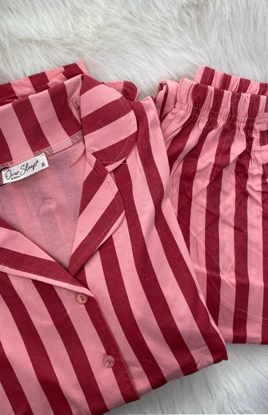 Kadın Önden Düğmeli Uzun Kol Pijama Takımı Over Sleep - 942