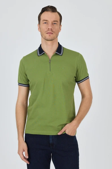 Kısa Kol Düz Pike Polo Yaka Cepsiz %100 Pamuk Slim Fit Tişört 1011250130