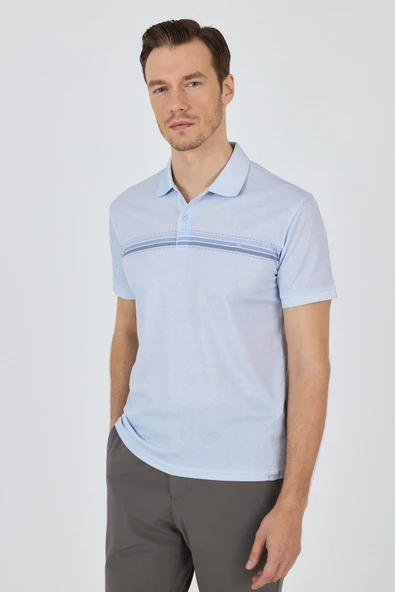 Kısa Kol Baskılı Pike Polo Yaka Cepsiz Slim Fit Tişört 1011250168 - 3
