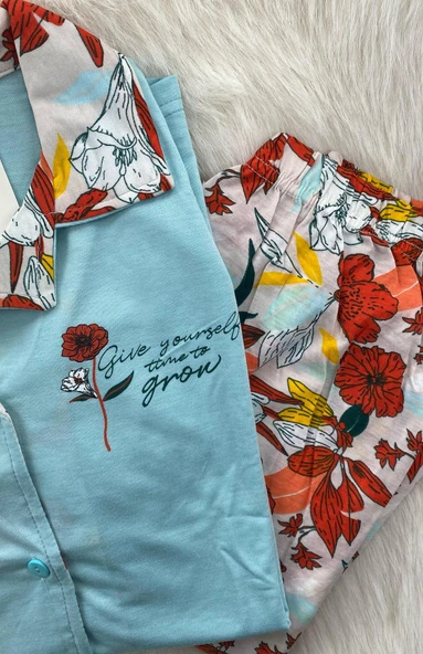 Kadın Düğmeli Uzun Kol Pijama Takımı Senfoni - 10274 - 3