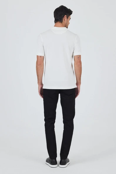 Açık Krem Polo Yaka Kısa Kol Cepsiz Slim Fit Classic Pamuklu Tişört 1011250177 - Resim 5