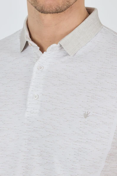 Kısa Kol Baskılı Pike Polo Yaka Cepsiz Slim Fit Tişört 1011250167 - Resim 4