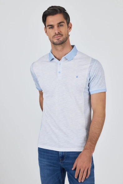 Kısa Kol Baskılı Pike Polo Yaka Cepsiz Slim Fit Tişört 1011250167 - Resim 3