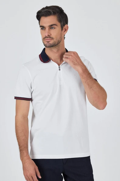 Kısa Kol Düz Pike Polo Yaka Cepsiz %100 Pamuk Slim Fit Tişört 1011250130 - Resim 3