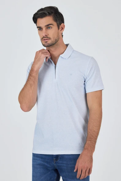 Koyu Mavi Polo Yaka Kısa Kol Cepsiz Slim Fit Classic Tişört 1011250176 ürün görseli