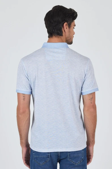 Kısa Kol Baskılı Pike Polo Yaka Cepsiz Slim Fit Tişört 1011250167 - Resim 5