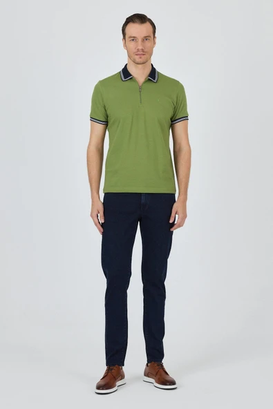 Kısa Kol Düz Pike Polo Yaka Cepsiz %100 Pamuk Slim Fit Tişört 1011250130 - Resim 4