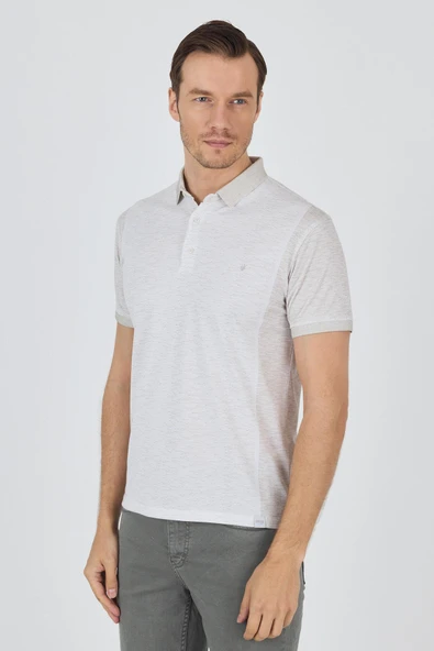 Kısa Kol Baskılı Pike Polo Yaka Cepsiz Slim Fit Tişört 1011250167 - Resim 3